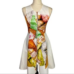 Clover Canyon Women Knee Length Sleeveless Zipper in Front Dress White Pattern S